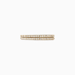 The DOro 14K Yellow Gold Diamond Double Band Ring, 0.36 TCW, features two parallel rows of small round white diamonds set along the band, shown from the side against a plain white background.