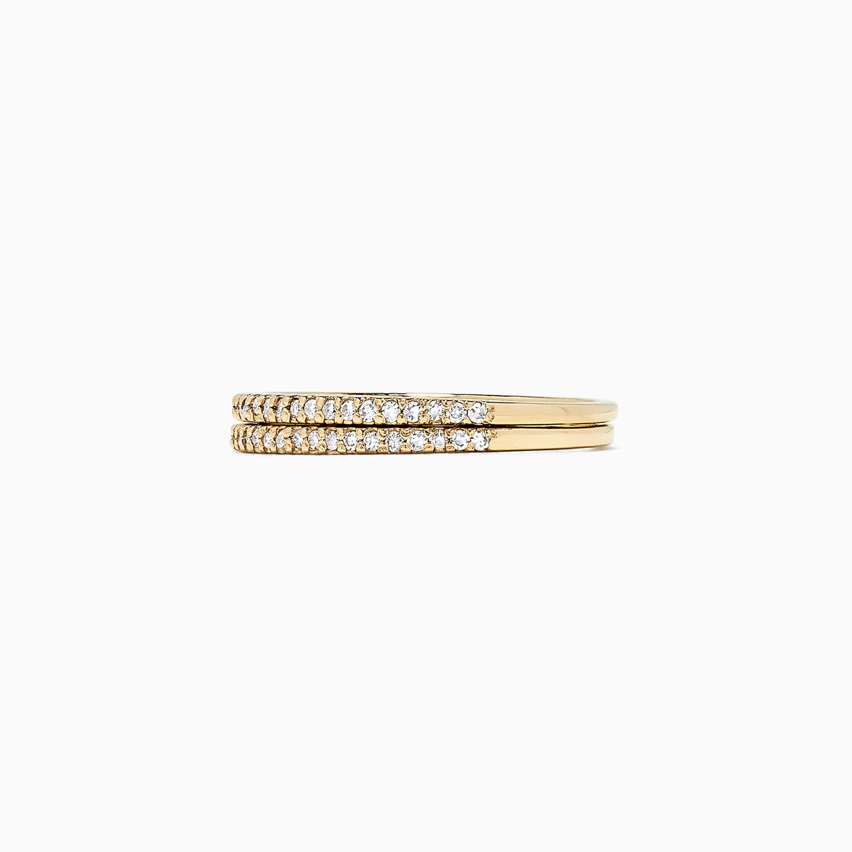 The DOro 14K Yellow Gold Diamond Double Band Ring, 0.36 TCW, features two parallel rows of small round white diamonds set along the band, shown from the side against a plain white background.