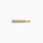 The DOro 14K Yellow Gold Diamond Double Band Ring, 0.36 TCW, features two parallel rows of small round white diamonds set along the band, shown from the side against a plain white background.