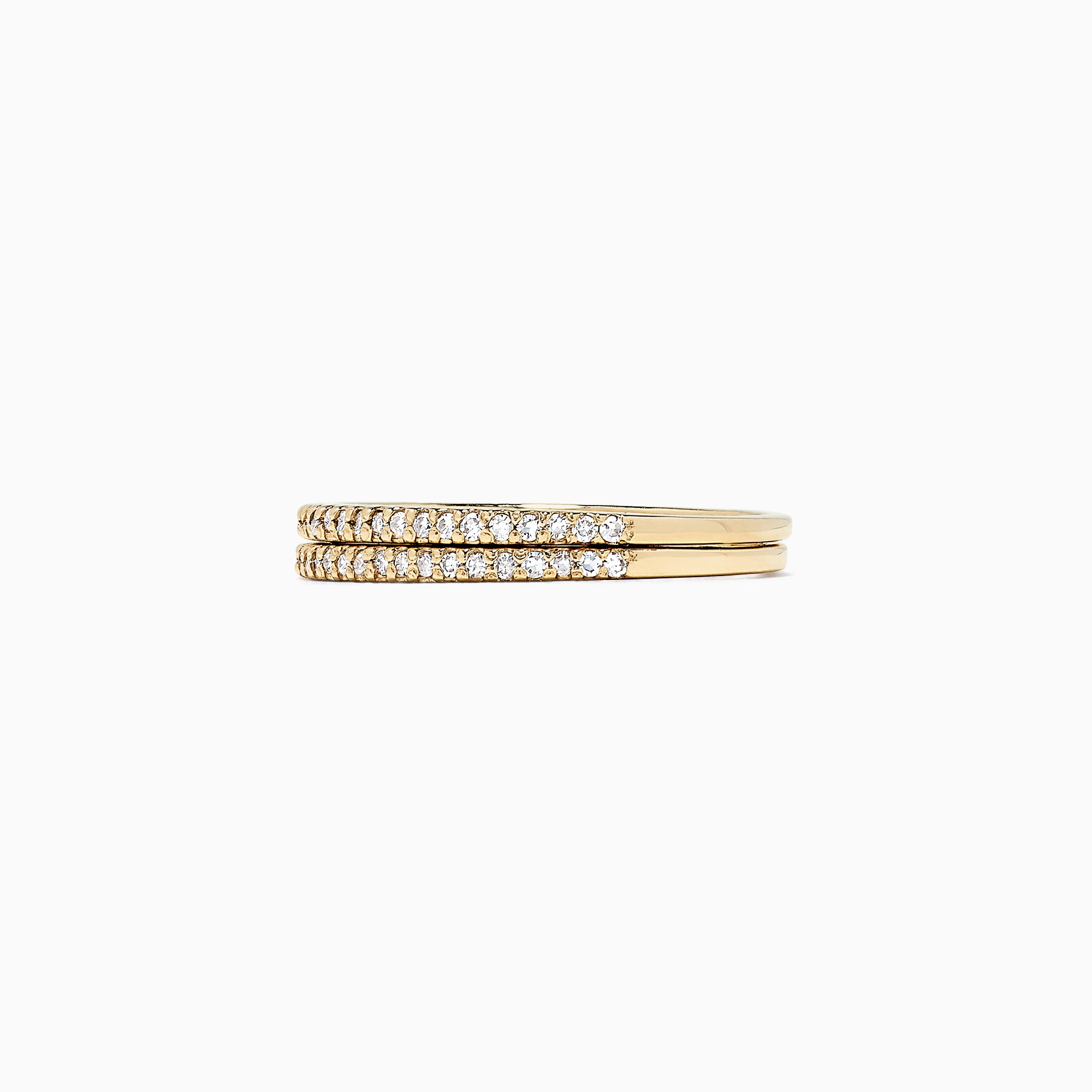 The DOro 14K Yellow Gold Diamond Double Band Ring, 0.36 TCW, features two parallel rows of small round white diamonds set along the band, shown from the side against a plain white background.