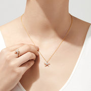 The Seaside 14K Yellow Gold Diamond Starfish Pendant, 0.36 TCW, is shown on a plain white background.