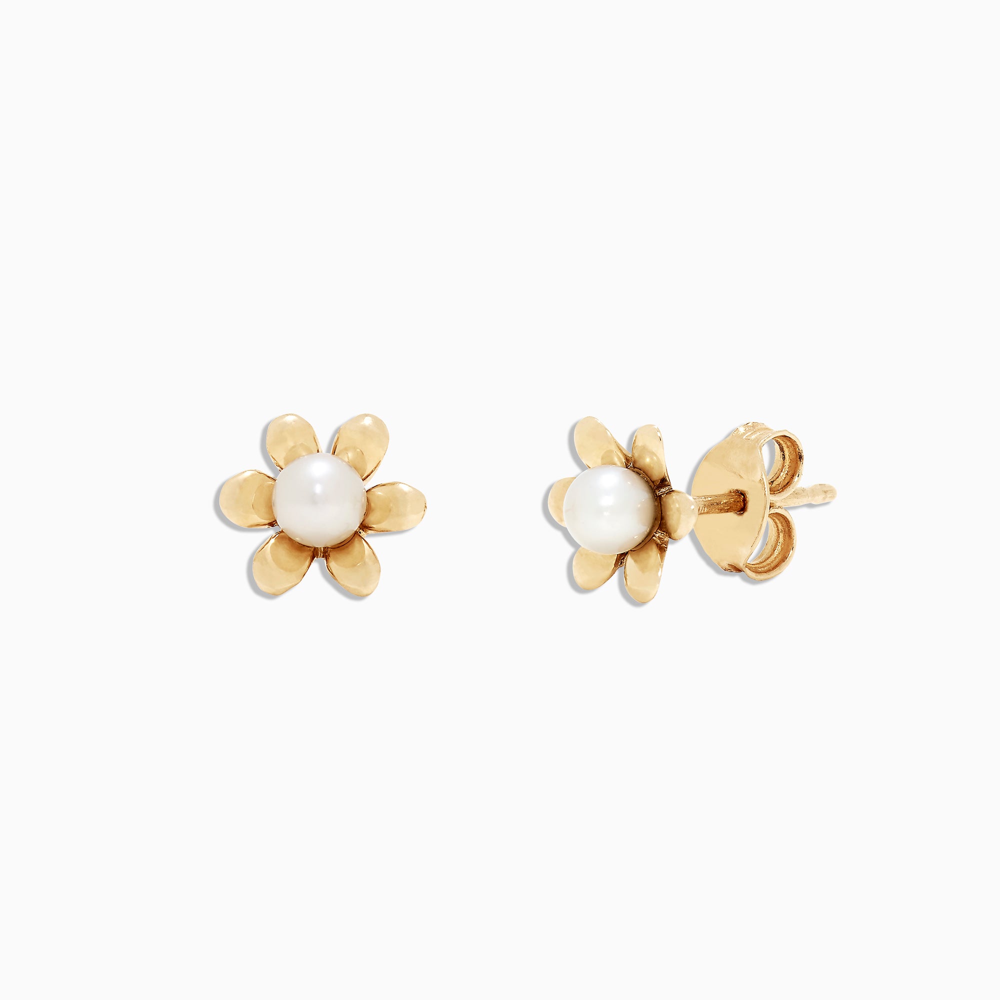 Effy Kidz Yellow Gold Pearl Flower Stud Earrings