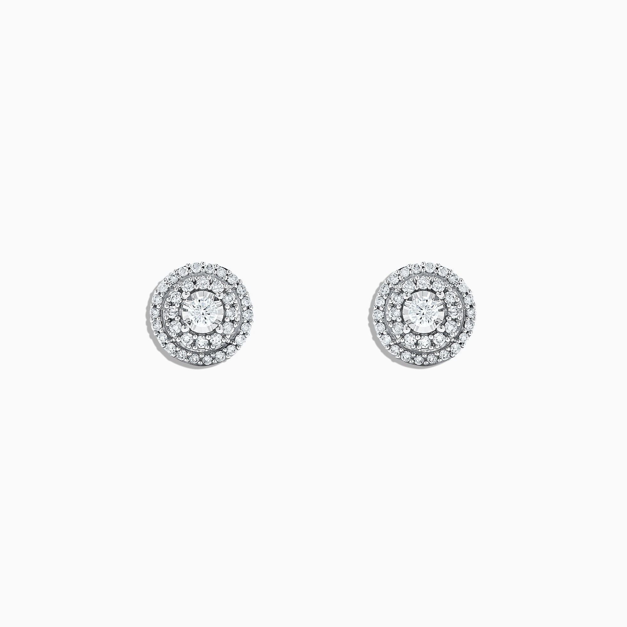 Effy Pave Classica 14K White Gold Diamond Halo Stud Earrings, 0.49 TCW