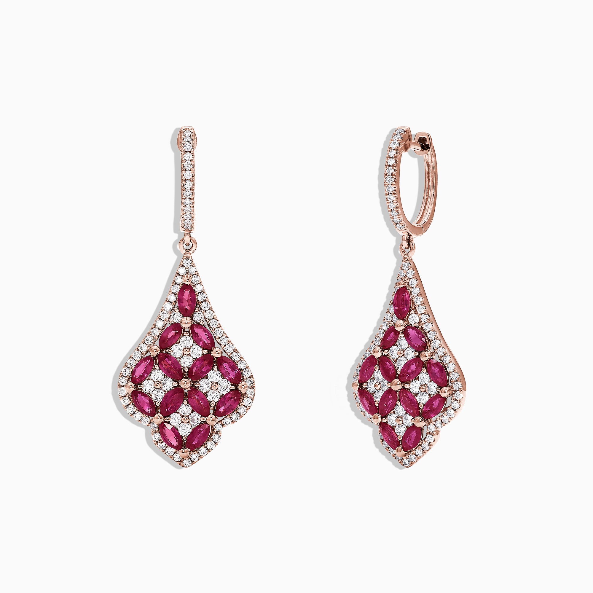 Effy Ruby Royale 14K Rose Gold Ruby & Diamond Earrings, 3.60 TCW