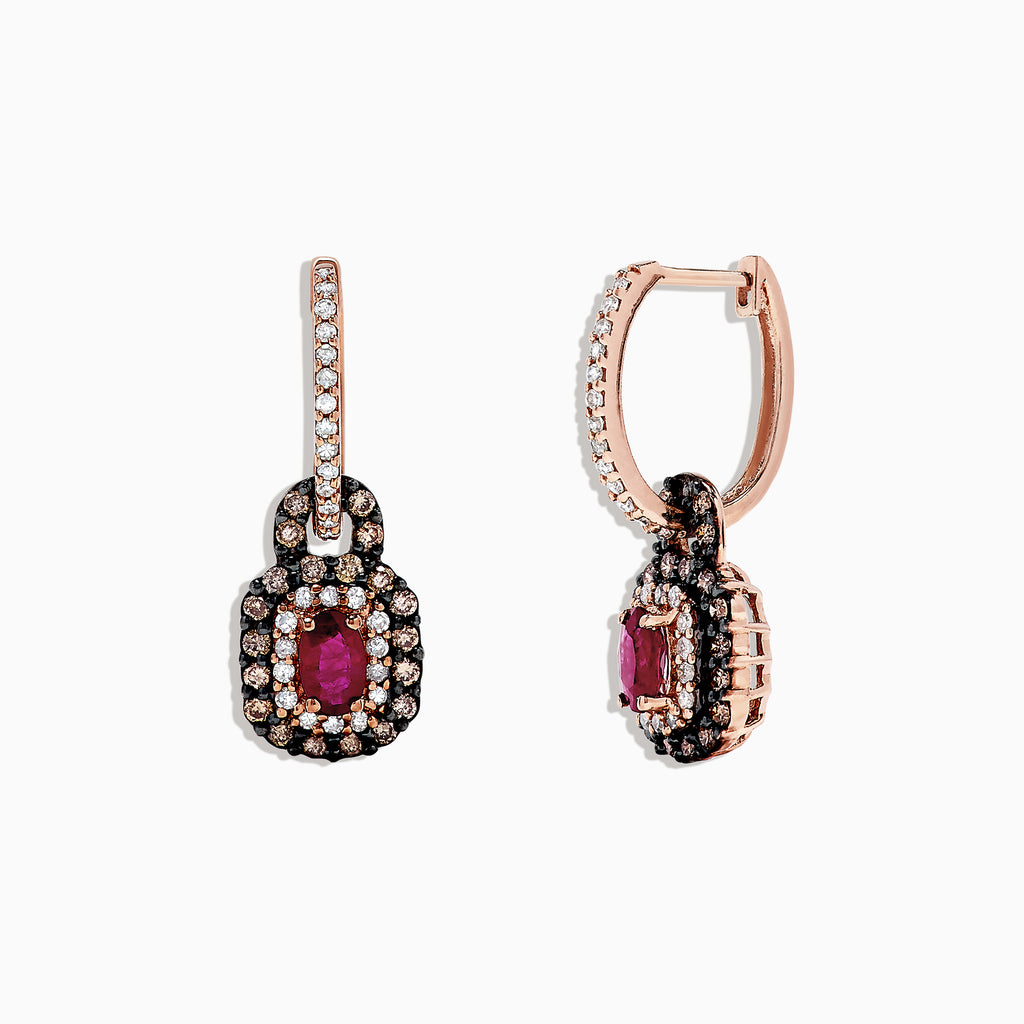 Effy 14K Rose Gold Ruby and Diamond Earrings, 1.29 TCW | effyjewelry.com