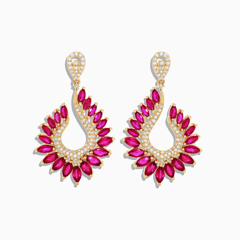 Effy Ruby Royale 14K Yellow Gold Ruby and Diamond Earrings, 6.95 TCW