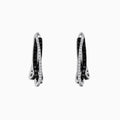 A pair of elegant Effy 14K White Gold Black and White Diamond Earrings (0.79 TCW) featuring intertwined bands, displayed on a white background.
