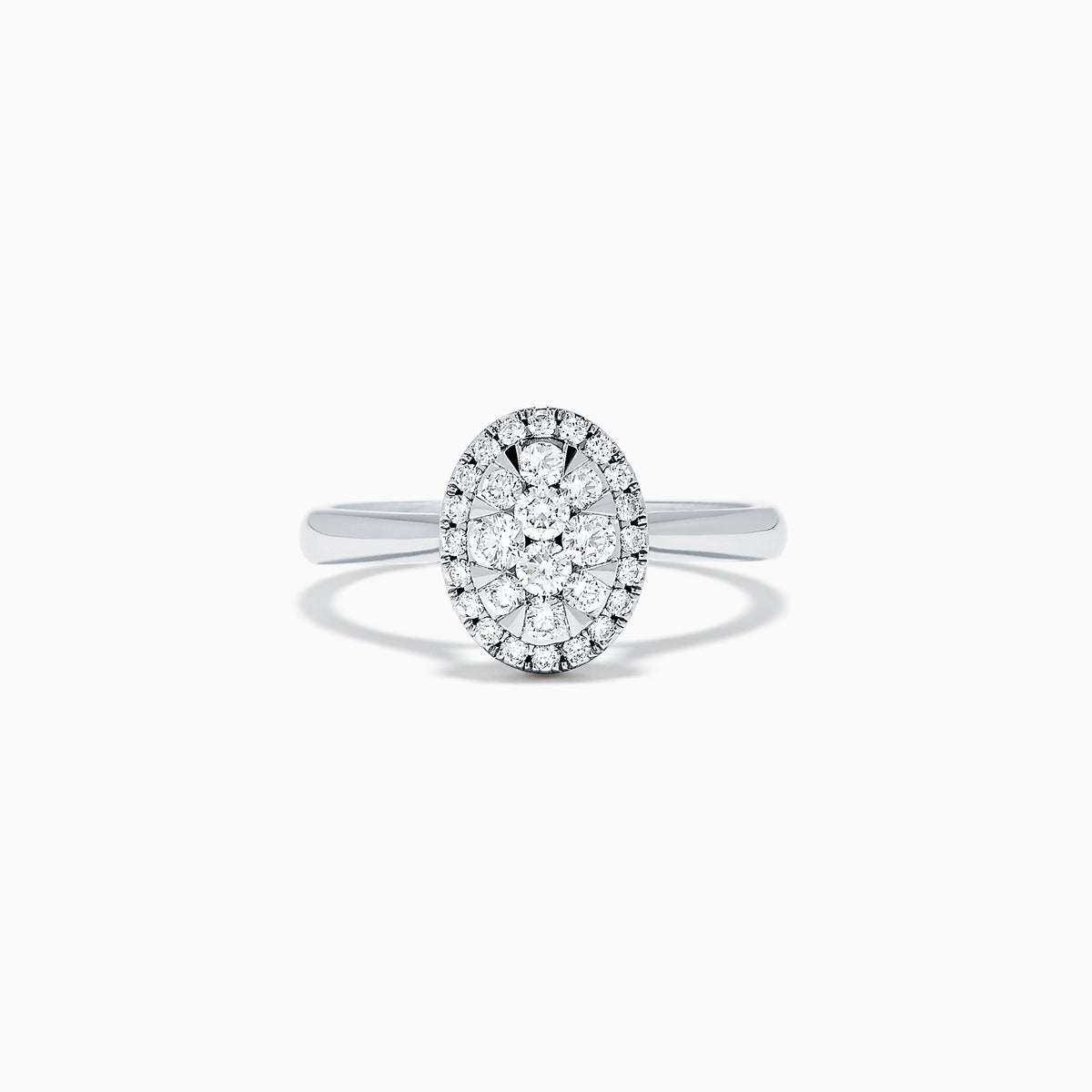 The Bouquet 14K White Gold Diamond Ring, 0.46 TCW, features an oval cluster of round diamonds set on polished white gold, shown against a plain white background.