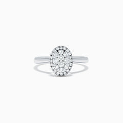The Bouquet 14K White Gold Diamond Ring, 0.46 TCW, features an oval cluster of round diamonds set on polished white gold, shown against a plain white background.