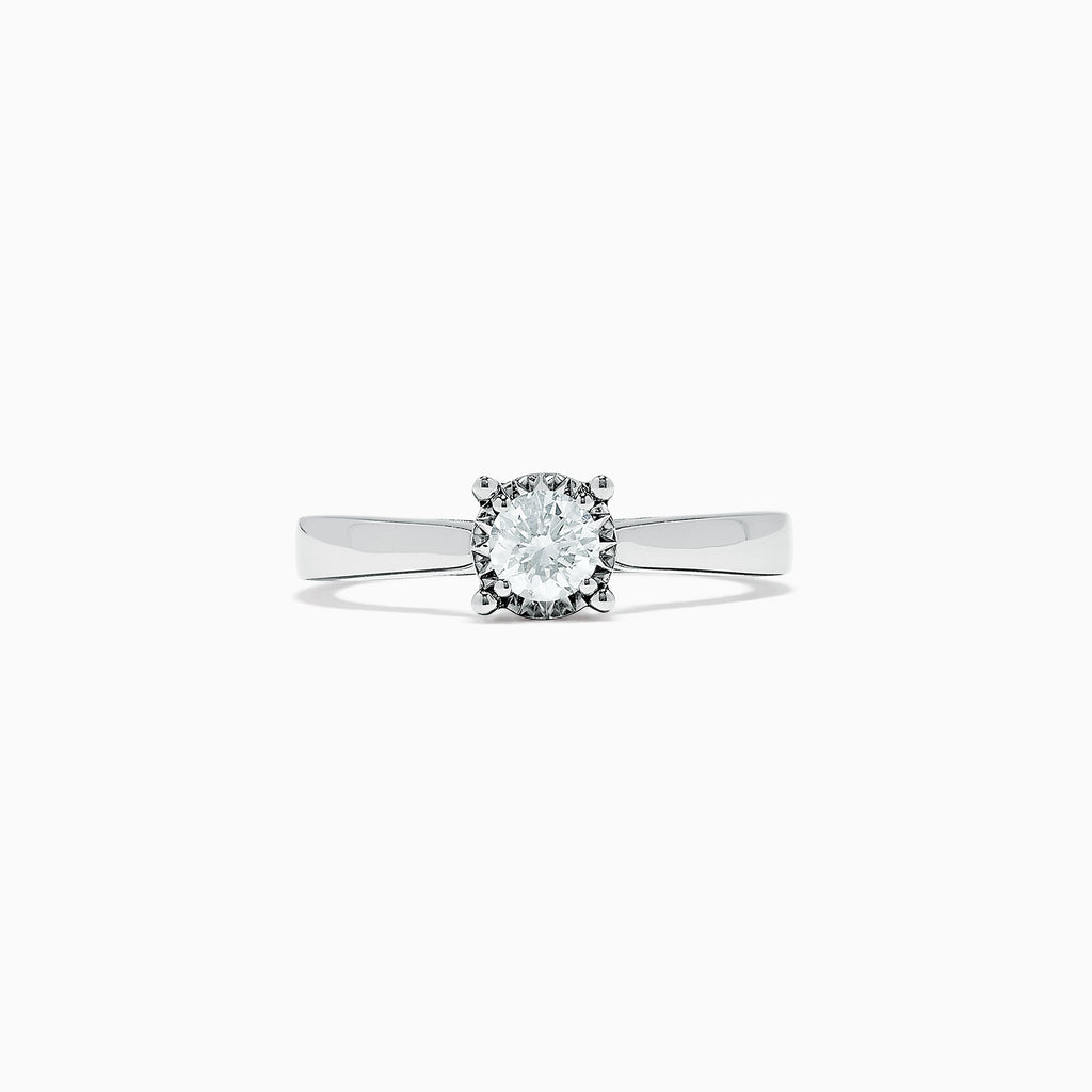 The Bridal 14K White Gold Diamond Ring, 0.53 TCW, features a round brilliant-cut diamond on a polished white gold band, shown against a white background.