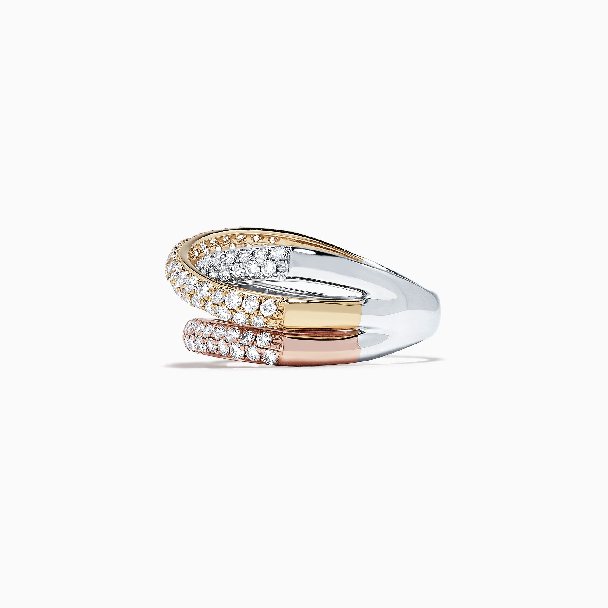 Effy Trio 14K Tri-Color Gold Diamond Ring, 0.98 TCW