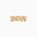 The DOro 14K Yellow Gold Diamond Ring, 0.33 TCW, features an elegant twisted rope design with a textured finish, accented by multiple sparkling white diamonds set along the band.