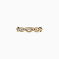 The DOro 14K Yellow Gold Diamond Ring, 0.20 TCW, features a twisted band adorned with round diamonds set in marquise-shaped bezels along the entire band.