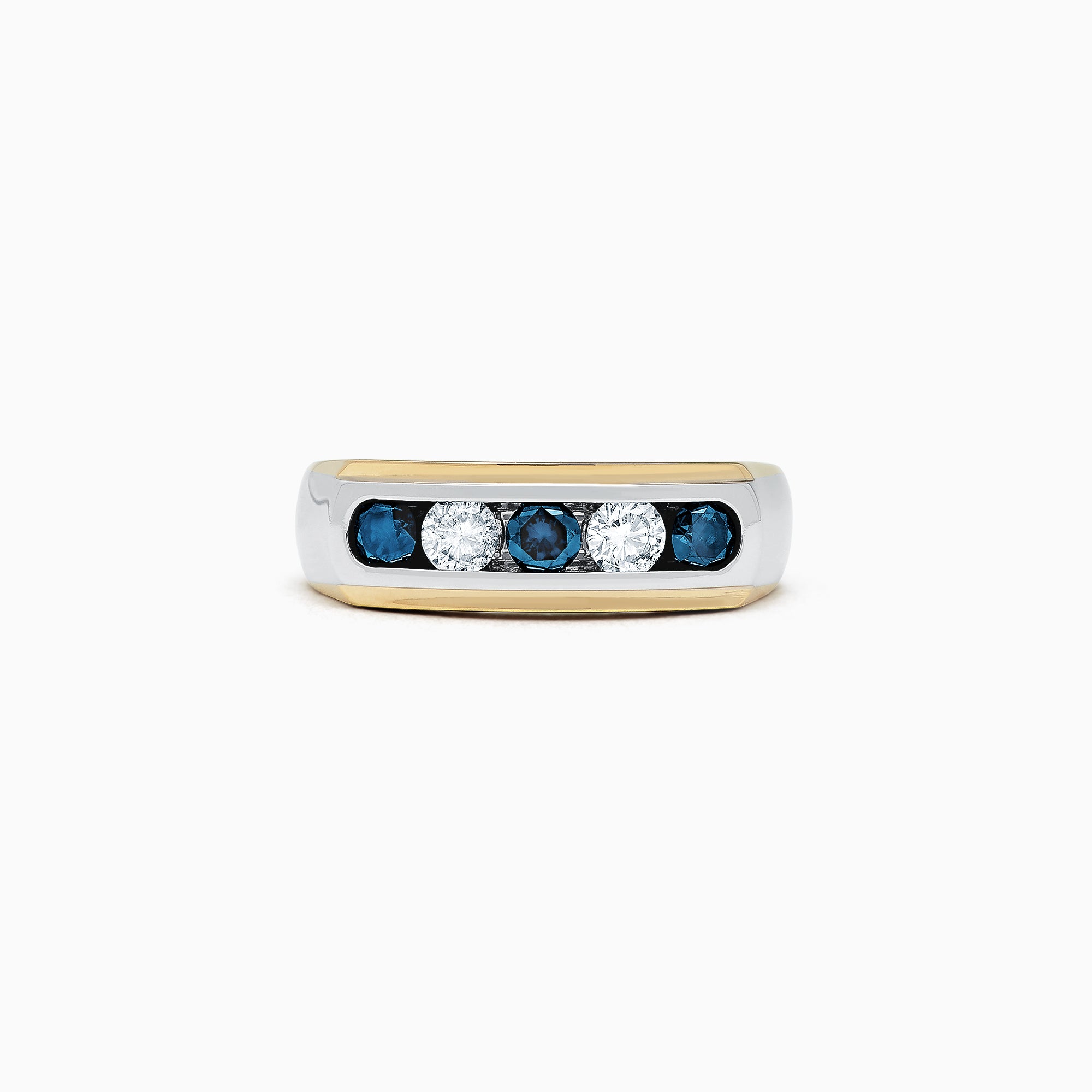 Effy Men's 14K Two-Tone Gold Blue and White Diamond Ring, 0.98 TCW