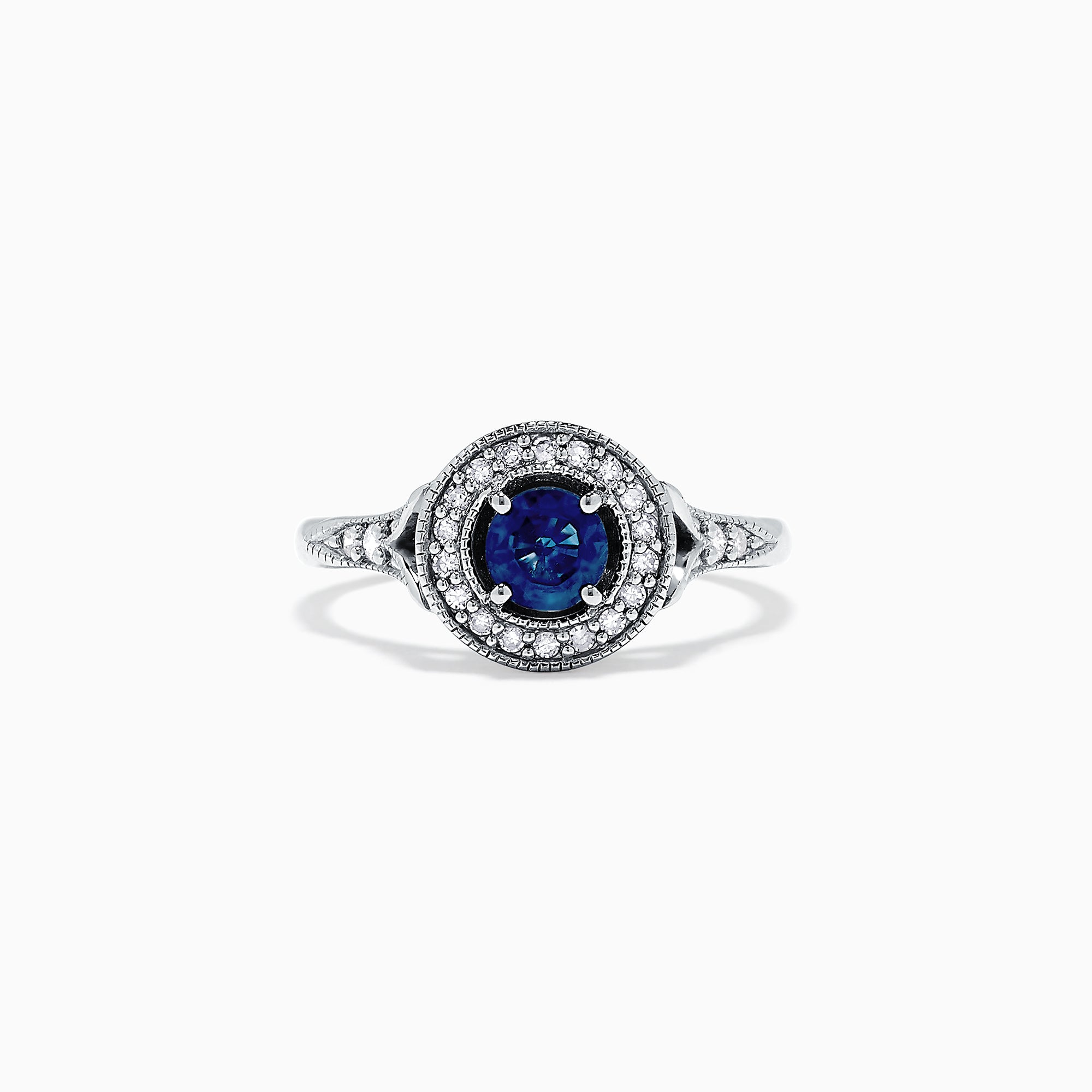 Effy 925 Sterling Silver Blue Sapphire and Diamond Ring, 0.72 TCW