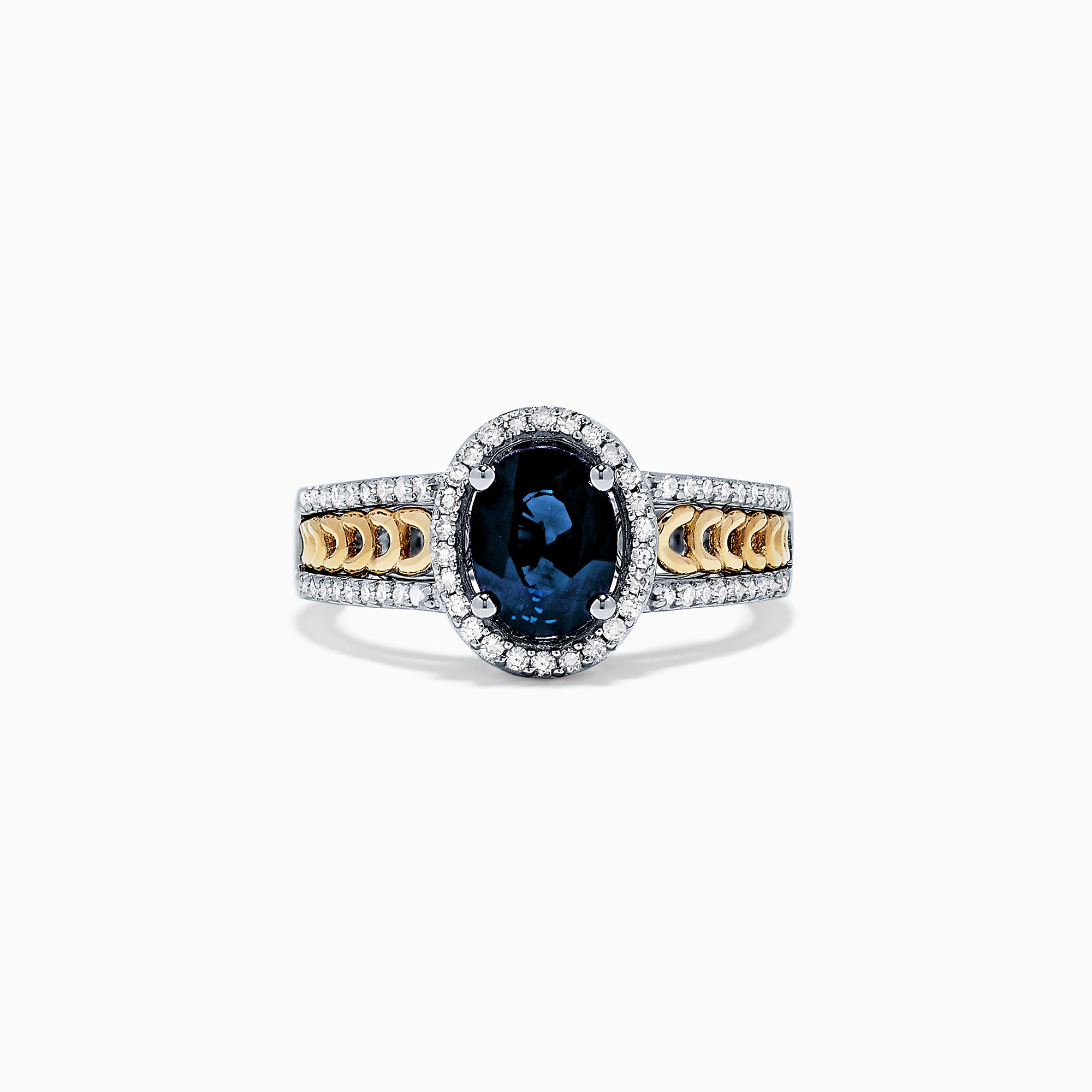 Effy Royale Bleu 14K 2-Tone Gold Blue Sapphire and Diamond Ring, 1.69 TCW