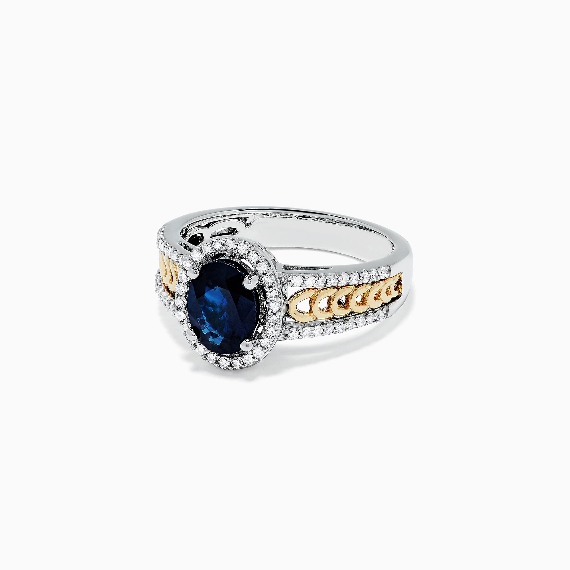 Effy Royale Bleu 14K 2-Tone Gold Blue Sapphire and Diamond Ring, 1.69 TCW