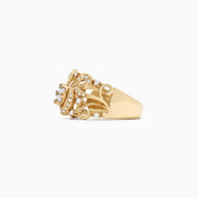 The Bouquet 14K Yellow Gold Diamond Filigree Ring showcases swirling, ornate designs and a cluster of sparkling white diamonds totaling 0.53 TCW for an elegant, eye-catching look.