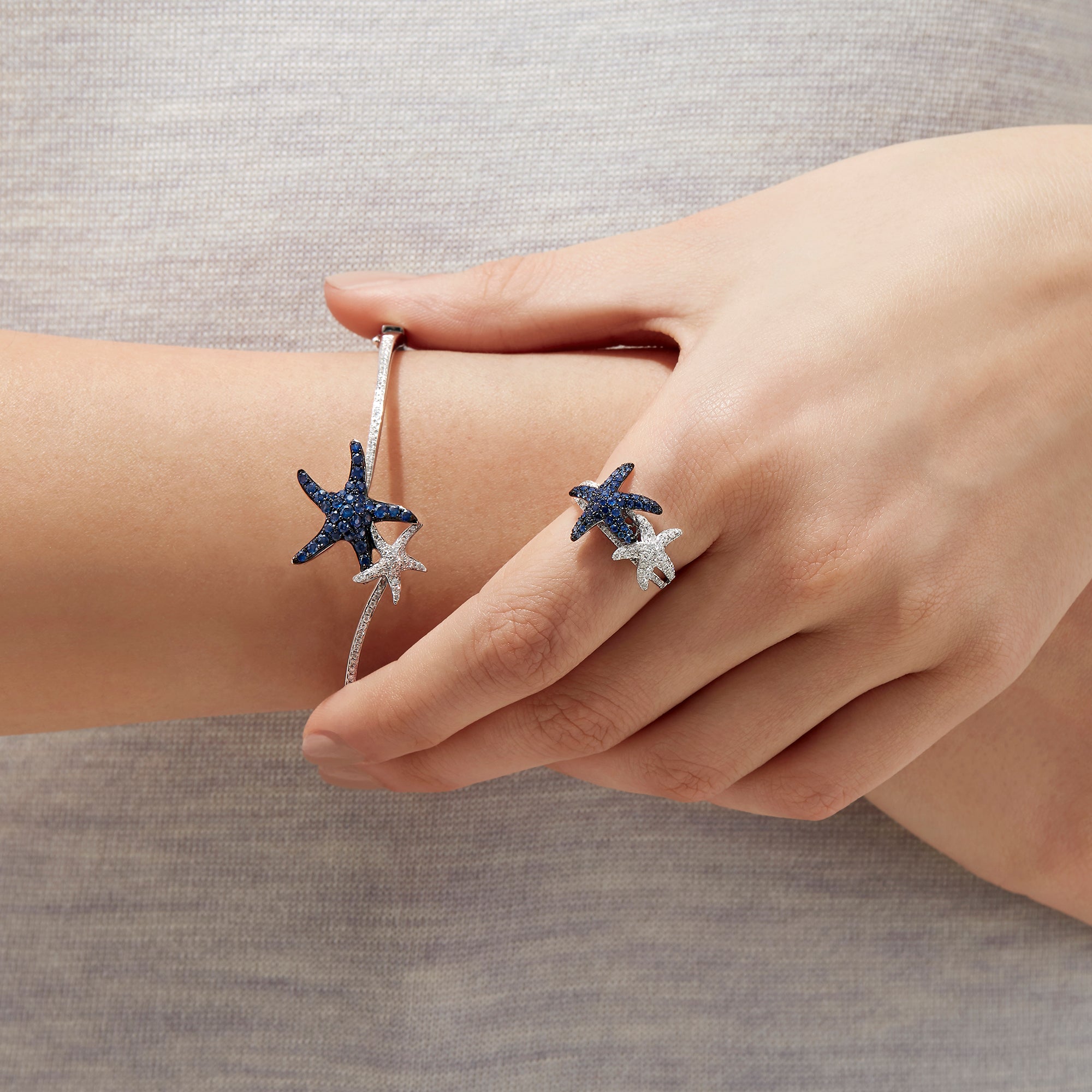 Effy Seaside 14K Gold Blue Sapphire & Diamond Starfish Bracelet, 1.06 TCW