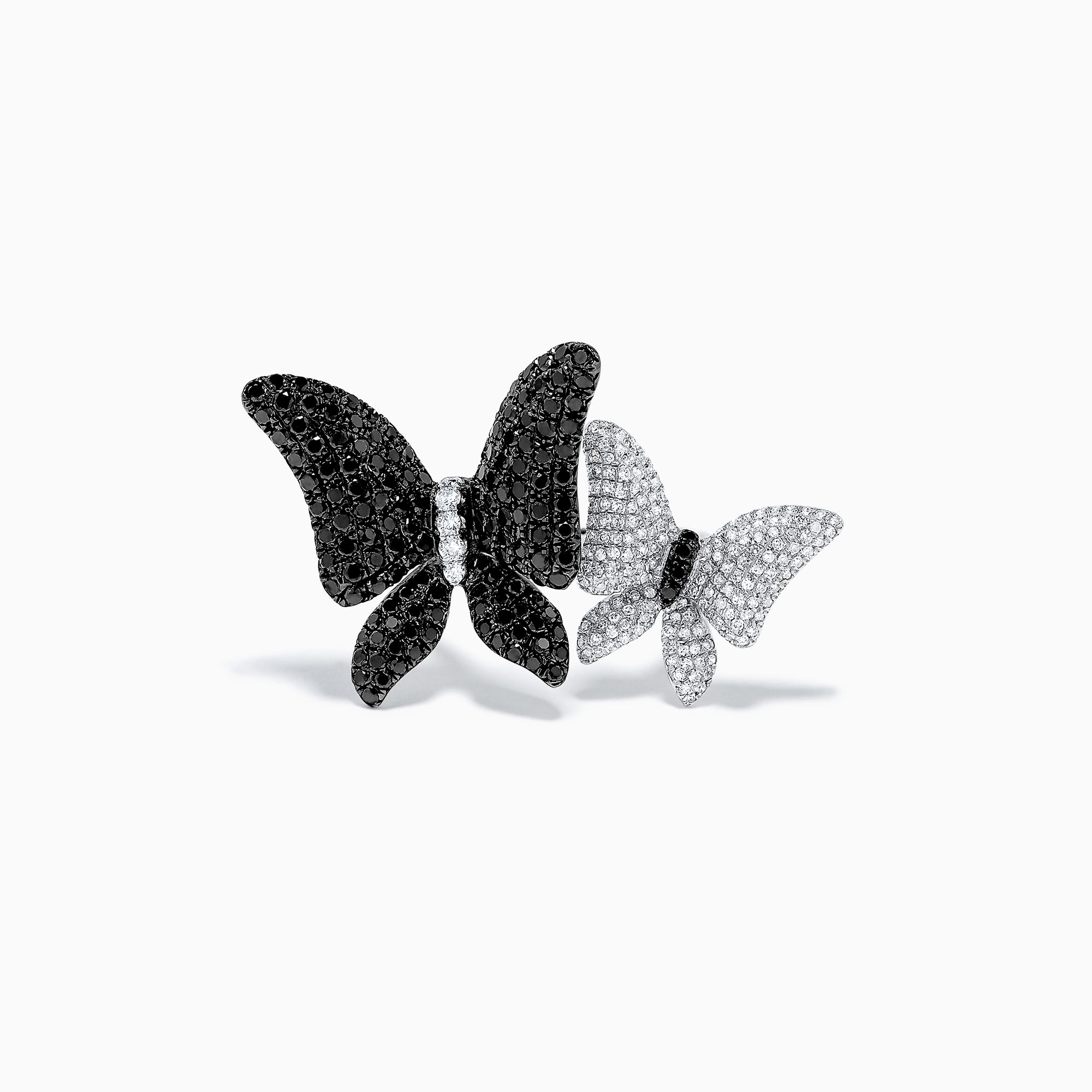 Effy Nature 14K White Gold Black and White Diamond Butterfly Ring, 2.23 TCW