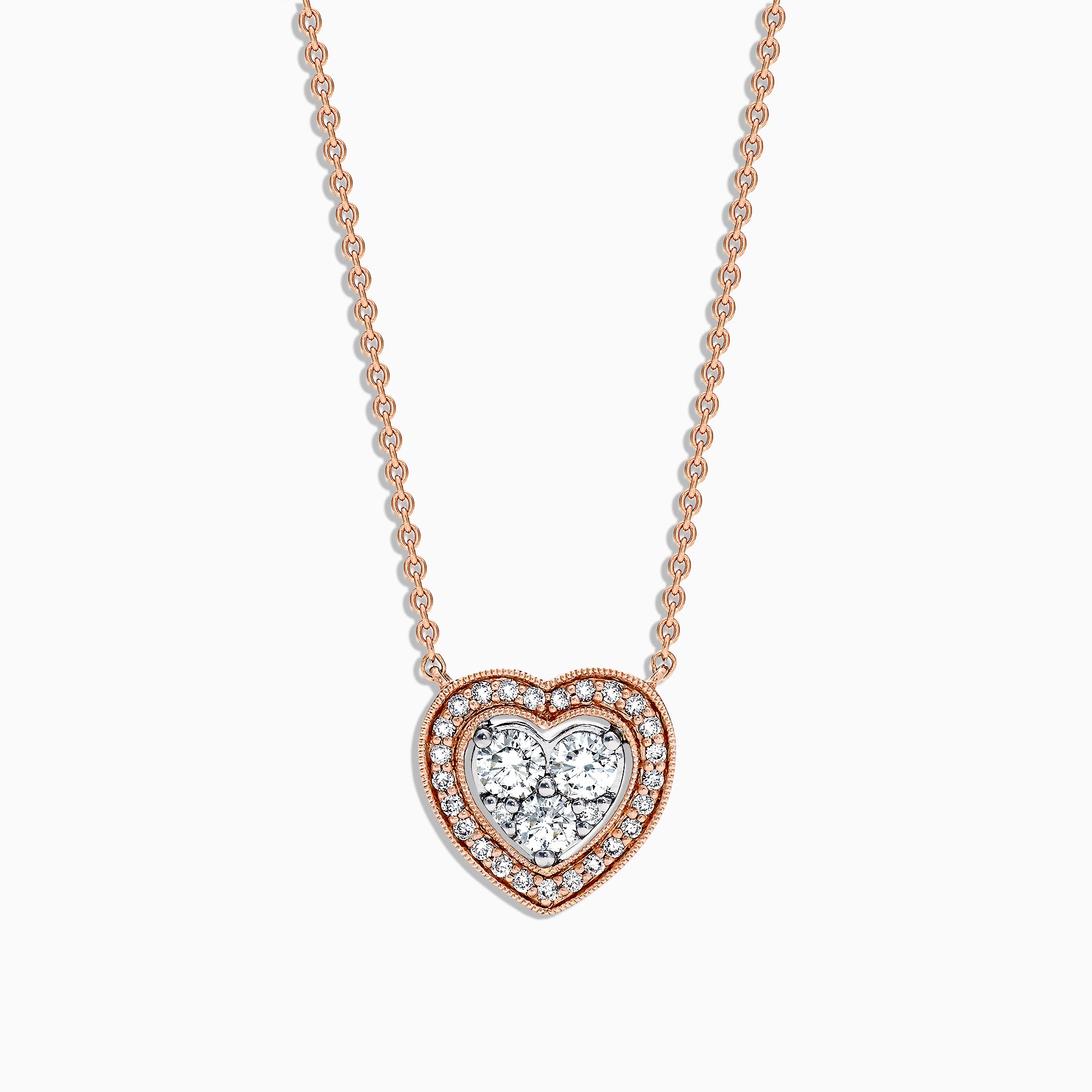 Effy Pave Classica 14K Rose & White Gold Diamond Heart Pendant, 0.47 TCW