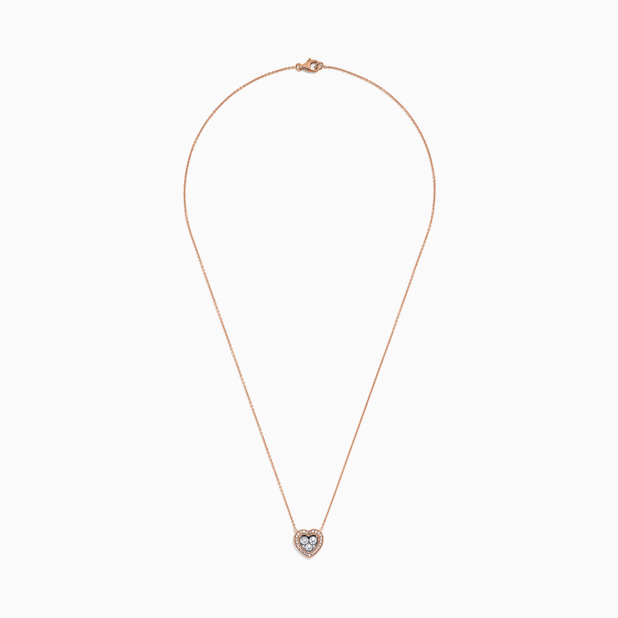 Effy Pave Classica 14K Rose & White Gold Diamond Heart Pendant, 0.47 TCW