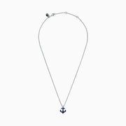 A Seaside 14K white gold anchor pendant by Effy, featuring sapphires and diamonds (0.29 TCW).