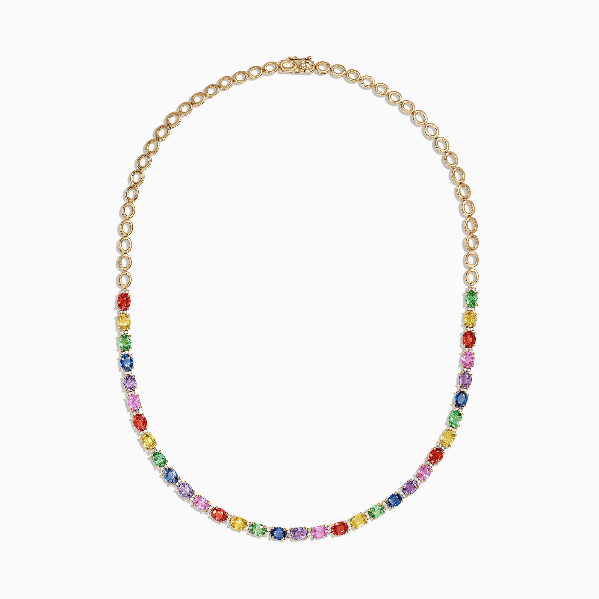 Effy Watercolors 14K Gold Multi Sapphire and Diamond Necklace, 13.84 TCW