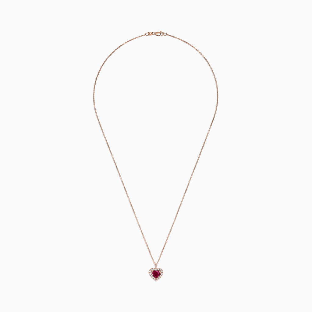 Effy Ruby Royale 14K Rose Gold Ruby & Diamond Heart Pendant, 1.28 TCW ...