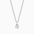 The Pave Classica 14K White Gold Diamond Solitaire Pendant features a single 0.15 TCW diamond in a simple prong setting, suspended from a delicate chain.