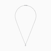 The Pave Classica 14K White Gold Diamond Solitaire Pendant features a single 0.15 TCW diamond in a simple prong setting, suspended from a delicate chain.