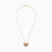 The Watercolors 14K Gold Sapphire & Diamond Butterfly Pendant, 2.34 TCW, features colorful sapphires in blue, green, yellow, pink, red, and purple with sparkling diamonds set along the butterfly wings.