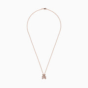 A 14K rose gold chain necklace featuring a Novelty Diamond Teddy Bear Pendant (0.51 TCW), displayed on a plain white background.