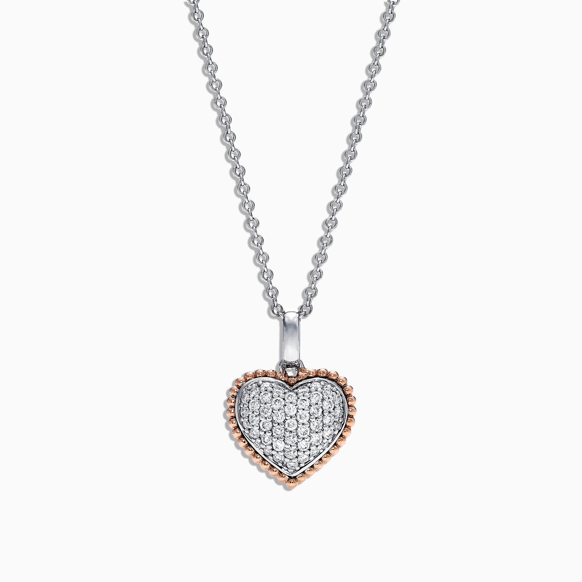 Effy Novelty 14K Rose and White Gold Diamond Heart Pendant, 0.31 TCW