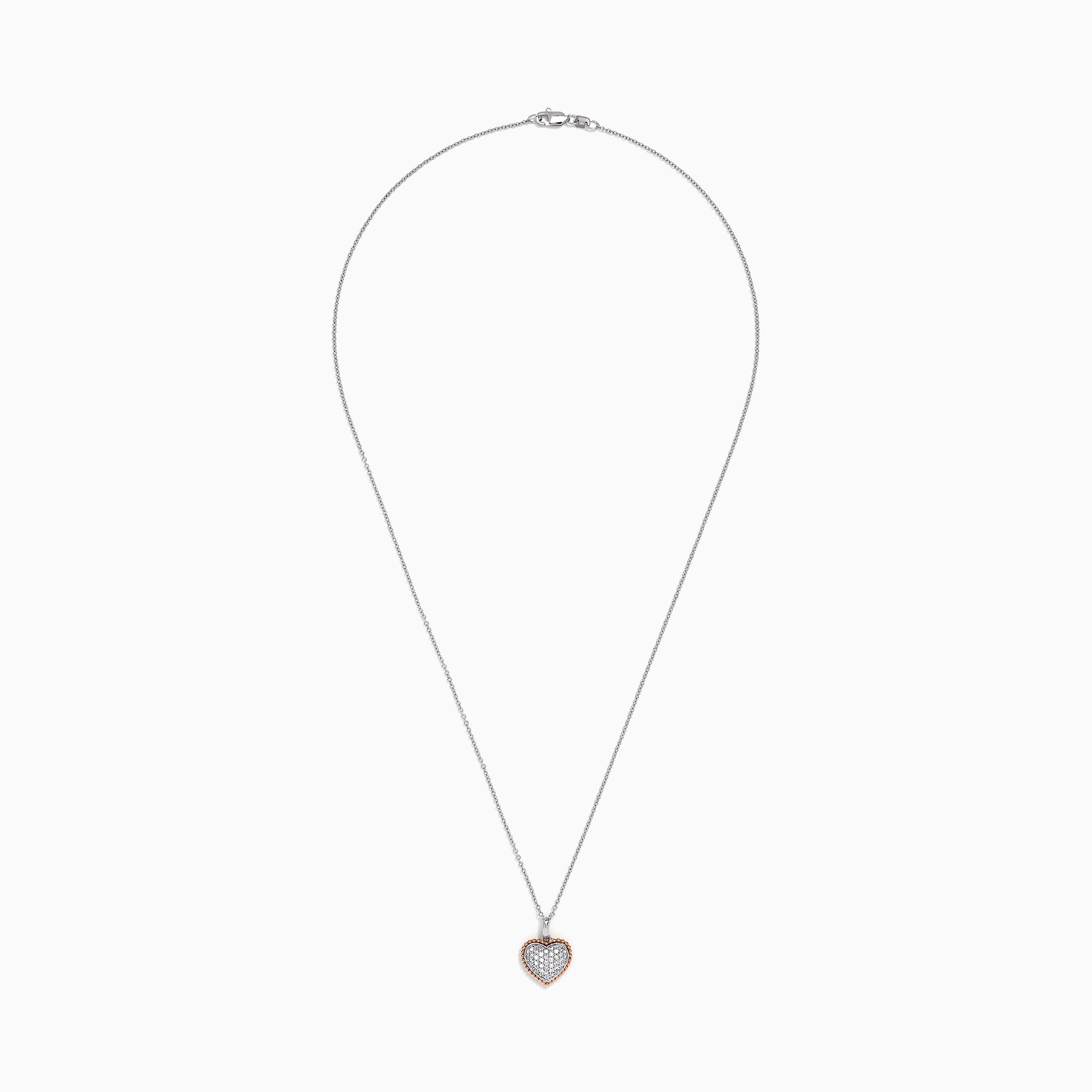 Effy Novelty 14K Rose and White Gold Diamond Heart Pendant, 0.31 TCW