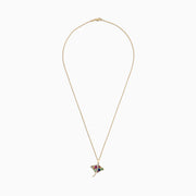 The Watercolors 14K Gold Sapphire and Diamond Stingray Pendant (0.91 TCW) features a stingray design set with colorful sapphires and diamond accents in blue, green, red, and yellow, shown against a white background.
