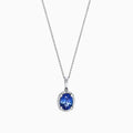 The Nahla Siri 14K White Gold Pendant features a 2.97 TCW tanzanite surrounded by sparkling diamonds, offering elegance and brilliance.