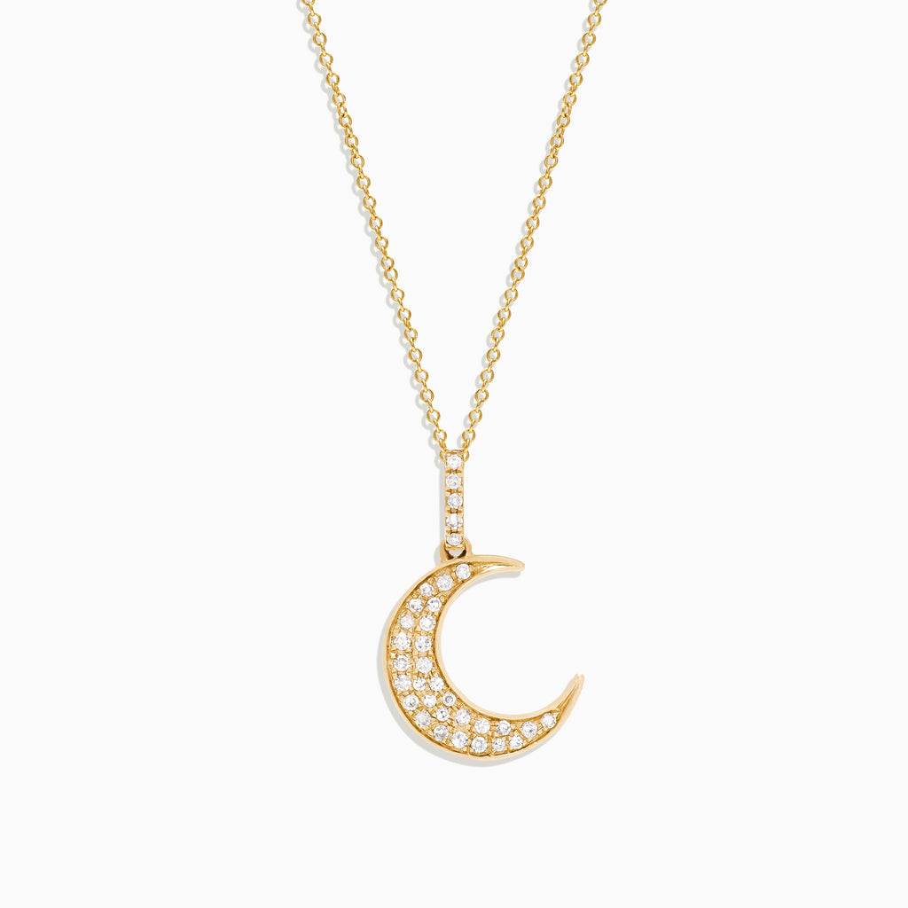 Effy Novelty 14K Yellow Gold Diamond Crescent Moon Pendant, 0.13 TCW