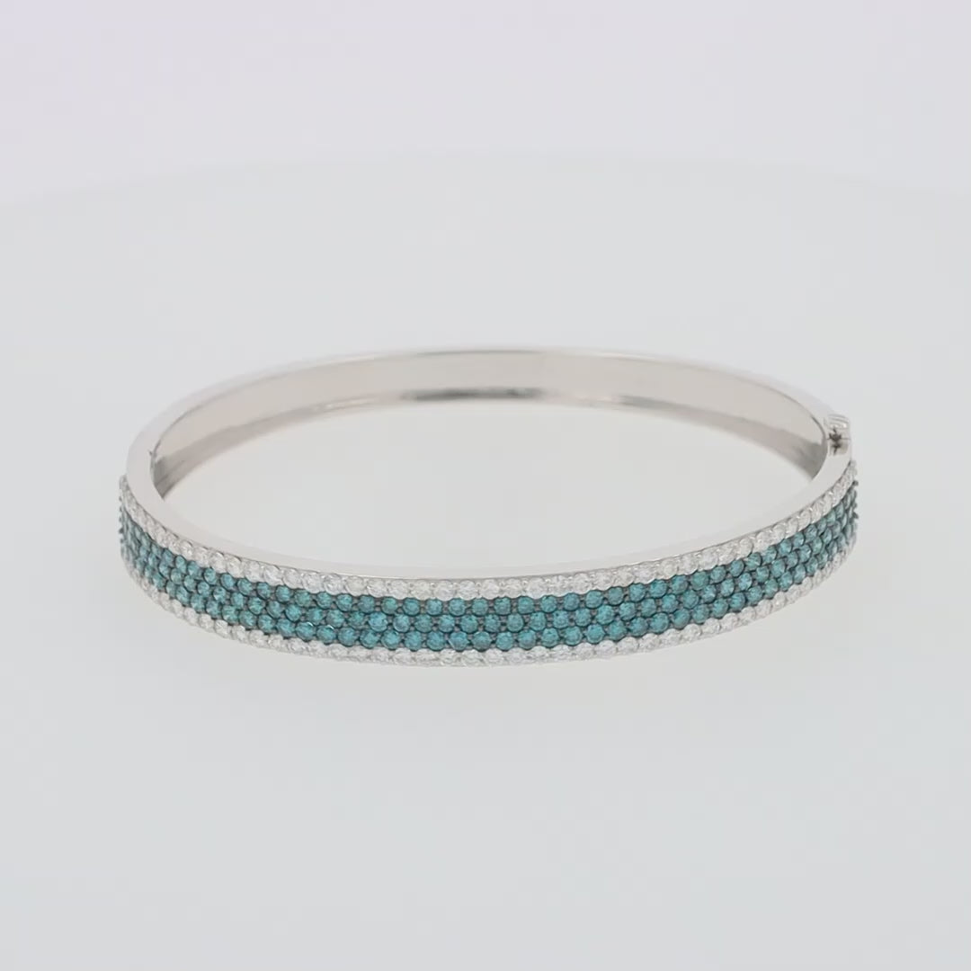 Bella Bleu 14K White Gold Blue and White Diamond Bangle, 4.47 TCW