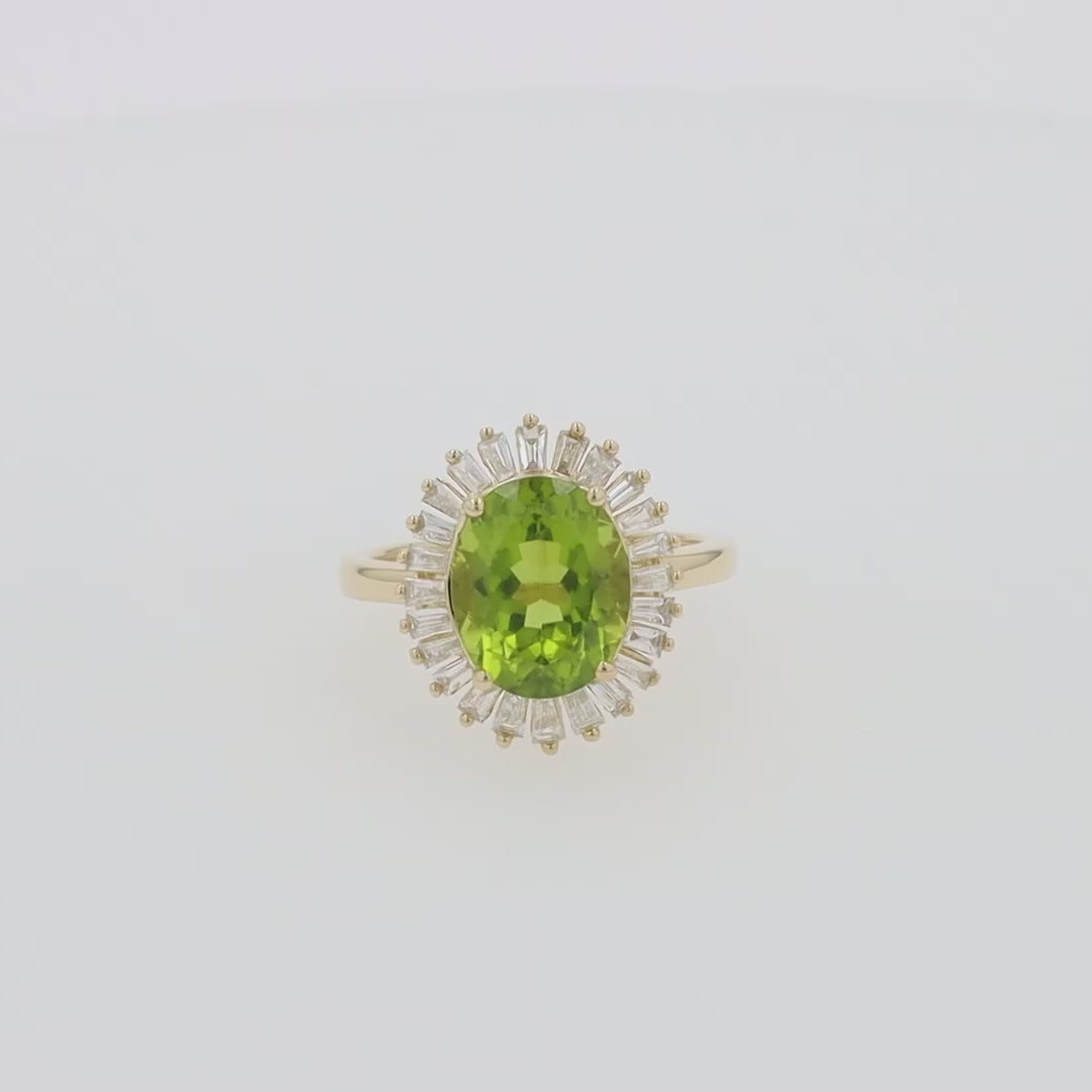 Translation missing: en.14K Yellow Gold Peridot and Diamond Ring