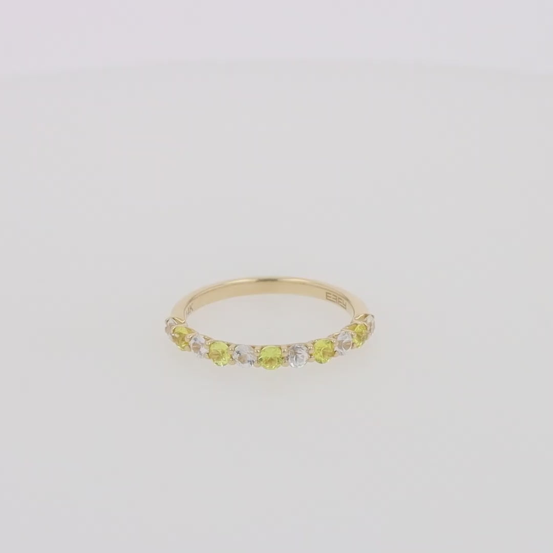 Translation missing: en.14K Yellow Gold Yellow and White Sapphire Band Ring, 0.94 TCW