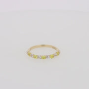 14K Yellow Gold Yellow and White Sapphire Band Ring, 0.94 TCW