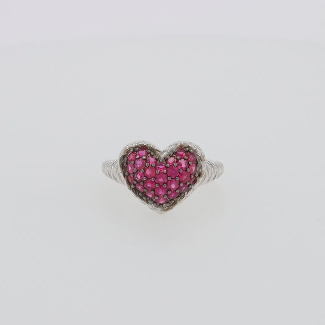 Translation missing: en.925 Sterling Silver Ruby Heart Ring, 1.02 TCW