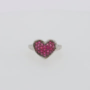 925 Sterling Silver Ruby Heart Ring, 1.02 TCW
