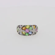 Watercolors 14K White Gold Multi Sapphire and Diamond Ring, 3.75 TCW