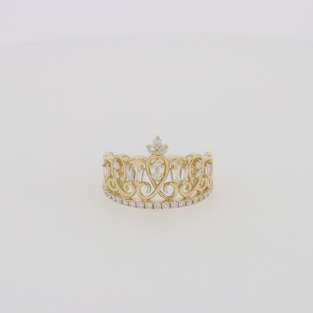 Translation missing: en.D'Oro 14K Yellow Gold Diamond Accented Crown Ring, 0.41 TCW