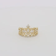 D'Oro 14K Yellow Gold Diamond Accented Crown Ring, 0.41 TCW
