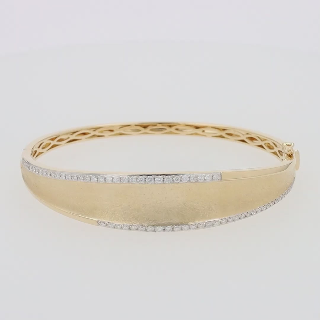 Translation missing: en.D'Oro 14K Brushed Yellow Gold Diamond Bangle, 0.77 TCW