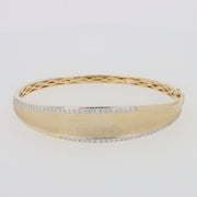 D'Oro 14K Brushed Yellow Gold Diamond Bangle, 0.77 TCW