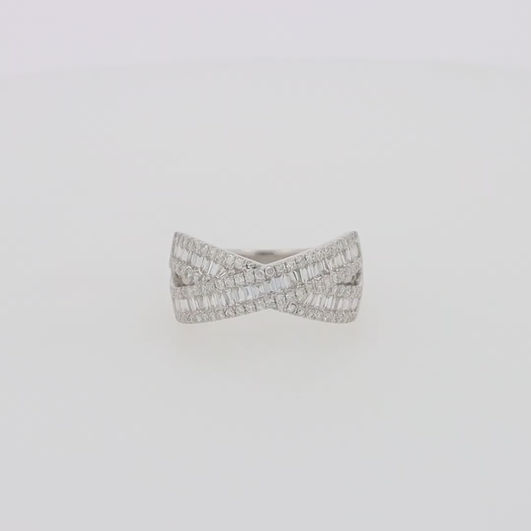 Translation missing: en.Classique 14K White Gold Diamond Criss Cross Ring, 0.95 TCW